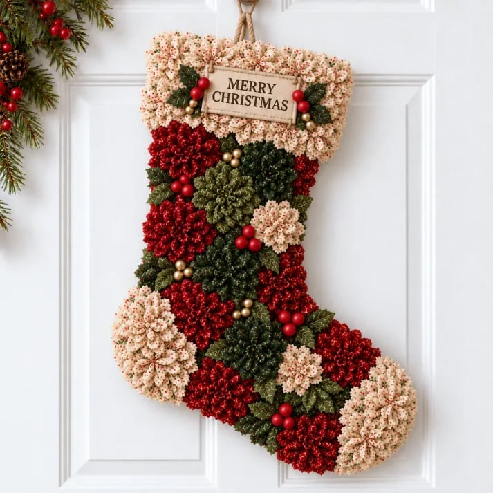 🎄 DIY Christmas Door Hanging Kit – Layered Fabric Holiday Décor