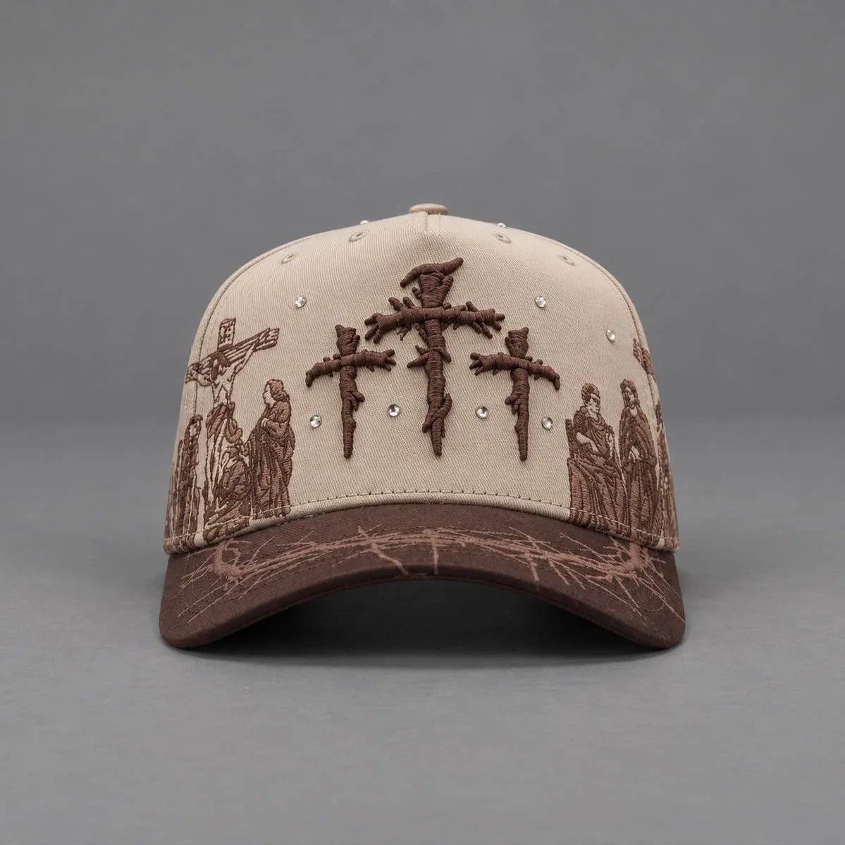 ✝️ Viacrucis Faith-Inspired Cap | Raised Crosses • Way of the Cross Artwork
