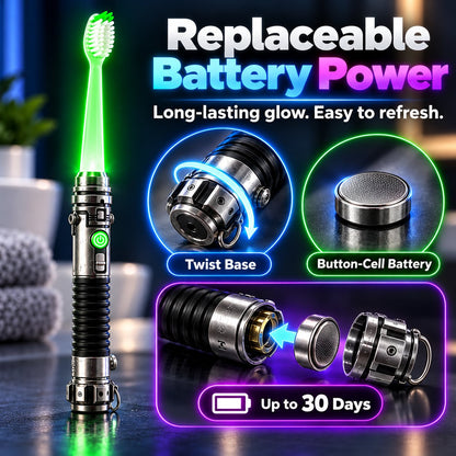Galactic Glow LED Manual Toothbrush ⚡Soft Bristles, Ergonomic Grip & 30-Day Replaceable Battery 🦷