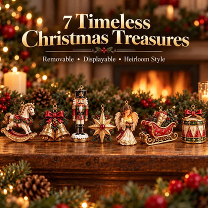 🎄 7-Piece Vintage-Style Christmas Garland Set | With Detachable 3D Ornaments