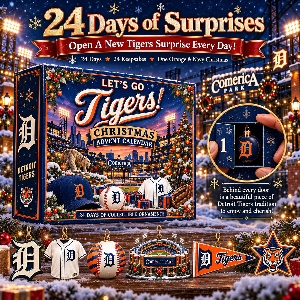 🎄 Let’s Go Tigers! Baseball Christmas Advent Calendar