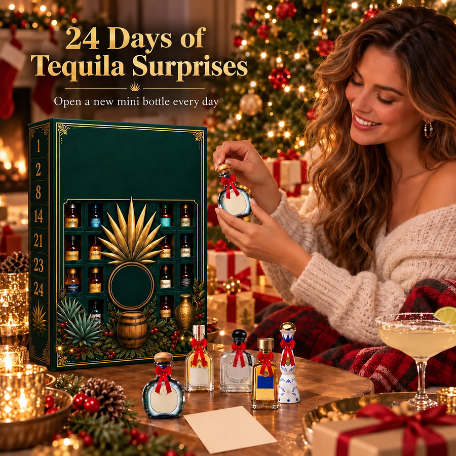 🎁✨ 24-Day Mini Tequila Bottle Advent Calendar – Holiday Countdown, Bar Decor & Collector Gift