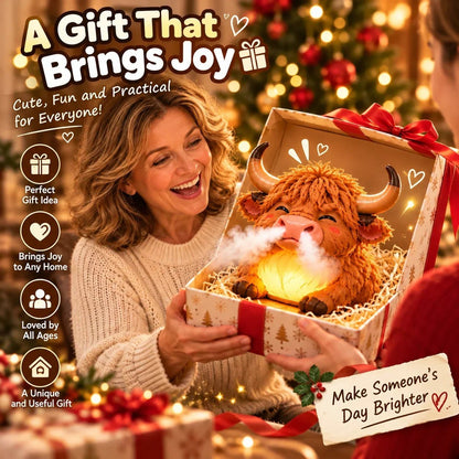 🐮 Highland Cow Huff™ – Tap-to-Puff Humidifier & Colorful Night Light ✨🎁