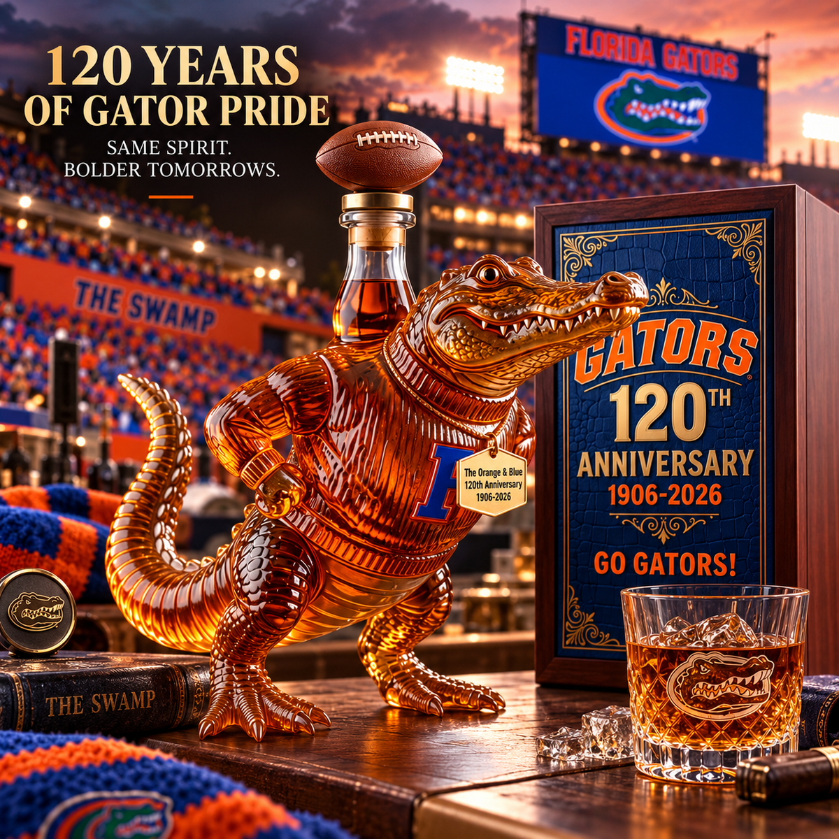 Gators 120th Anniversary Whiskey Bottle