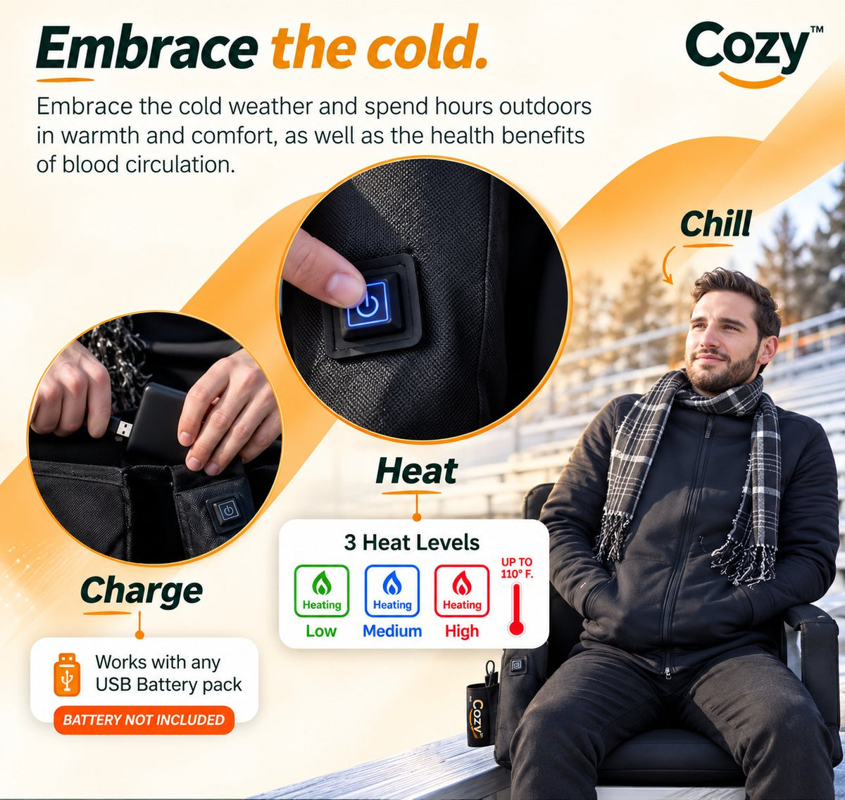 Portable Heated Stadium Seat