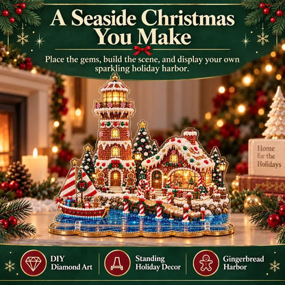✨ Christmas Lighthouse Pearl Diamond Painting Kit – DIY Holiday Decor