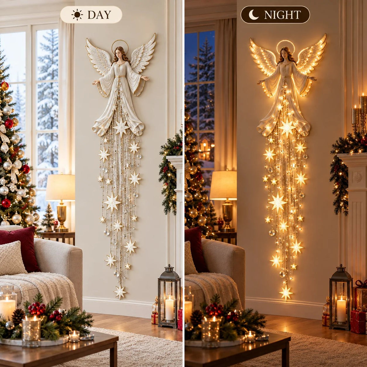 🔥 Buy 2 Get 20% OFF 🔥 Angel Blessing Starfall Wall Light – Heavenly Christmas Wall Decor