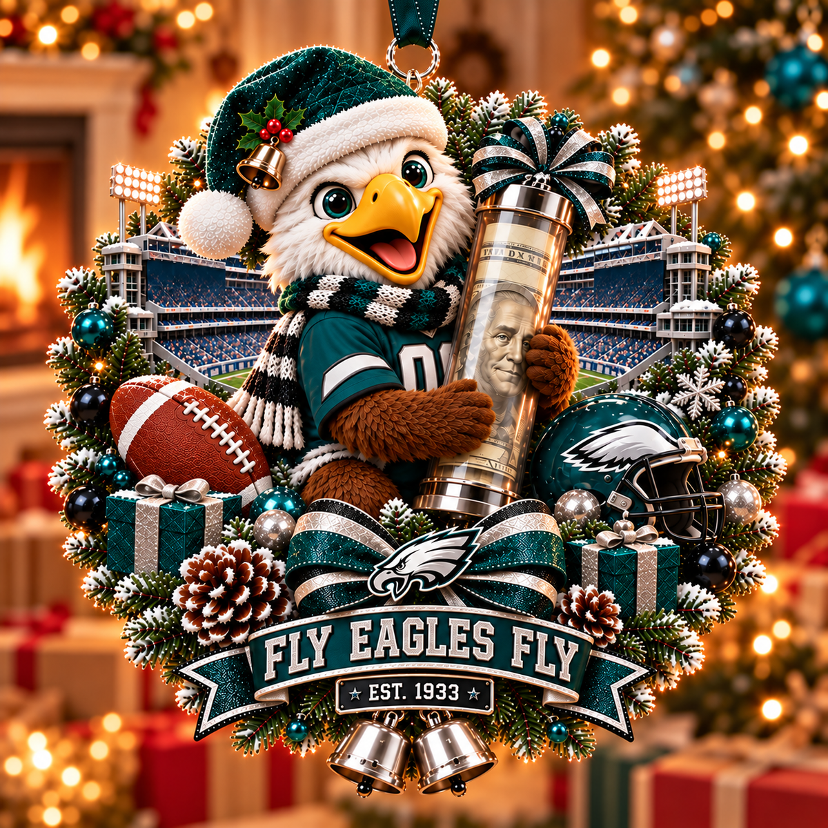 🏈🎄 Football Team Money Surprise Ornament
