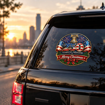 🇺🇸 America 250th Anniversary Christmas Car Emblem – Patriotic Holiday Decal