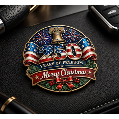 🇺🇸 America 250th Anniversary Christmas Car Emblem – Patriotic Holiday Decal