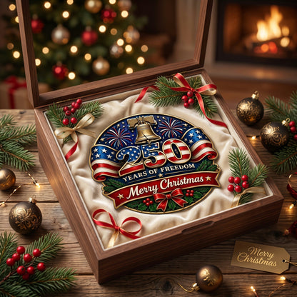 🇺🇸 America 250th Anniversary Christmas Car Emblem – Patriotic Holiday Decal
