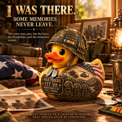 🇺🇸 I Was There. Some Memories Never Leave. 🪖 TET ’68 Vietnam Veteran Memorial Duck Figurine ❤️