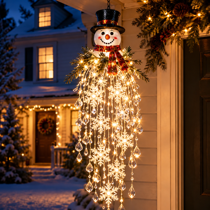 Crystal Cascade Christmas Hanging Light – Snowflake Crystal LED Porch Decor ✨❄️