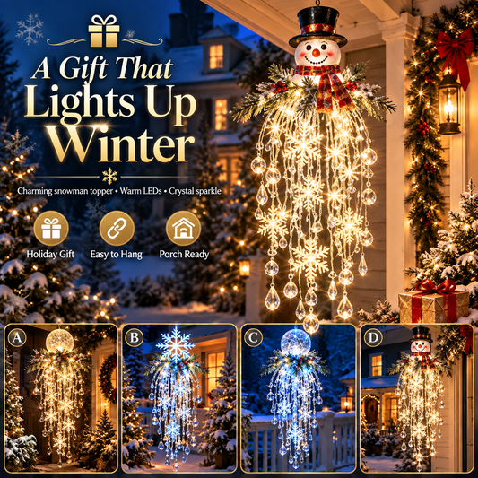 Crystal Cascade Christmas Hanging Light – Snowflake Crystal LED Porch Decor ✨❄️