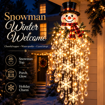 Crystal Cascade Christmas Hanging Light – Snowflake Crystal LED Porch Decor ✨❄️