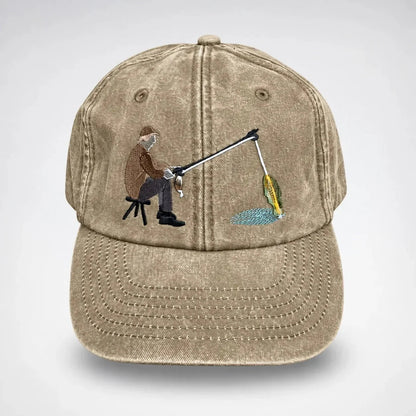 🔥 Last Day 49% OFF-🎣🧢 Catch of the Day Interactive Fishing Cap –🎁 Vintage Washed Moving Fish Hat