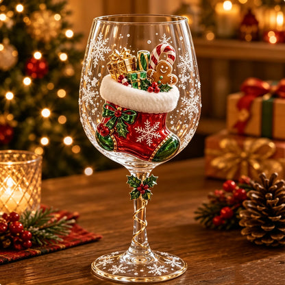 🎄🍷 Christmas 3D Wine Glass Collection – Sculpted Holiday Designs & Gift Set ✨