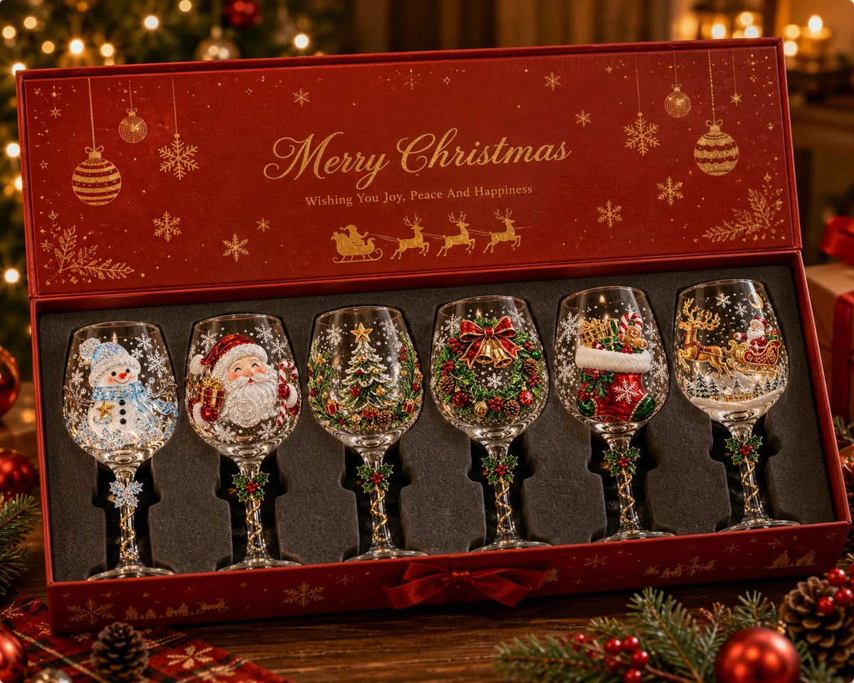 🎄🍷 Christmas 3D Wine Glass Collection – Sculpted Holiday Designs & Gift Set ✨