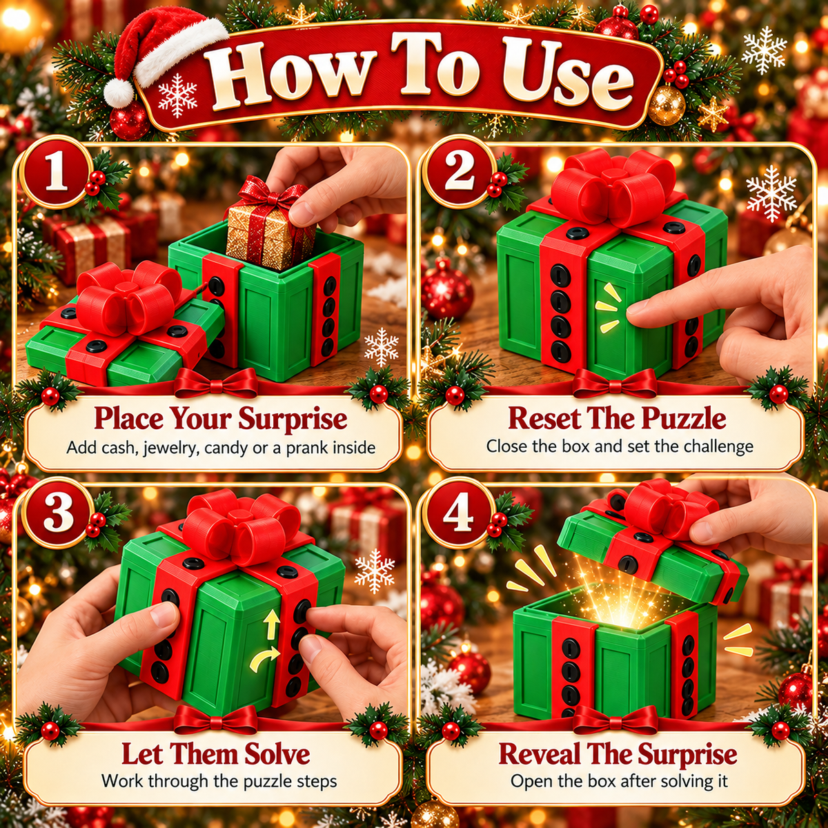 🎁 3D Christmas Prank Puzzle Gift Box – Solve the Puzzle to Reveal the Surprise! 🎄