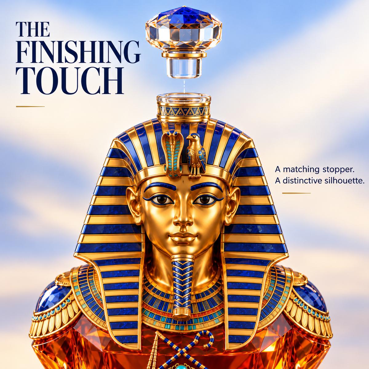 👑 Tutankhamun’s Legacy Whiskey Decanter — Blue & Gold Limited Custom Edition