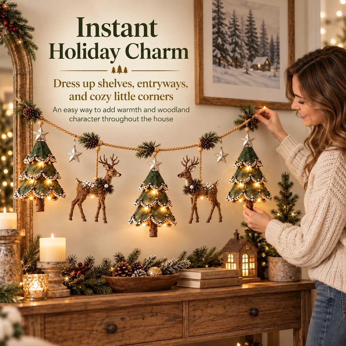 ⏰ LAST DAY 50% OFF - 🦌 Lighted Woodland Christmas Garland
