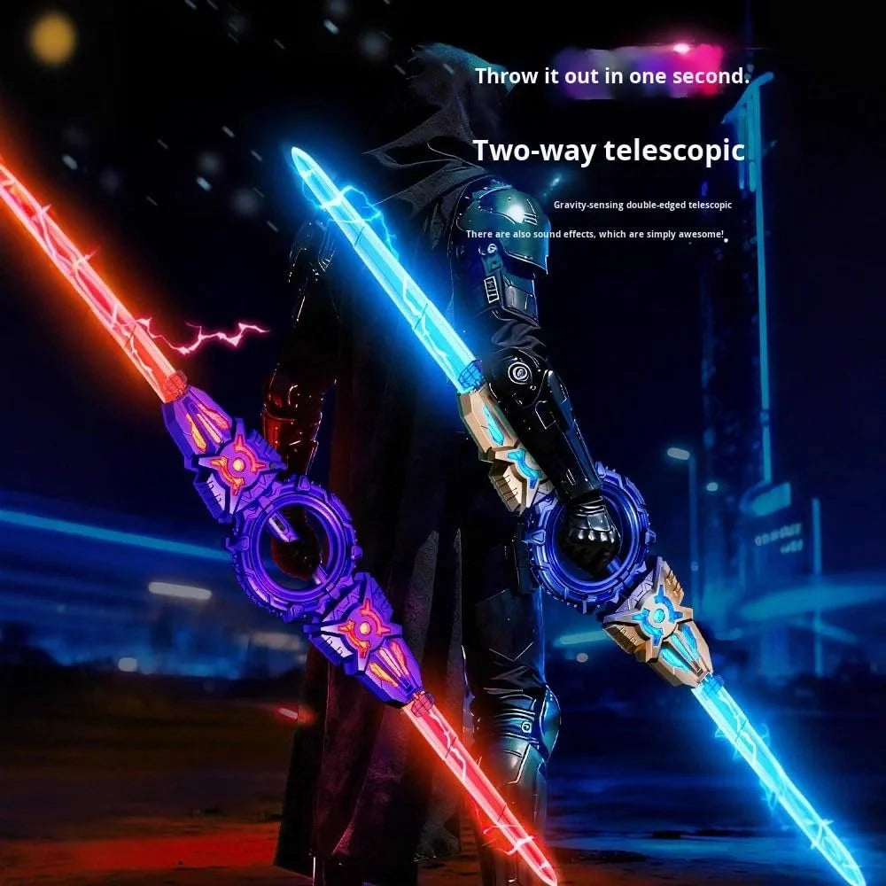 ⚔️🌈 24-Color Retractable LED Light Sword – Spinning Dual-Blade Fun for Cosplay & Parties ✨