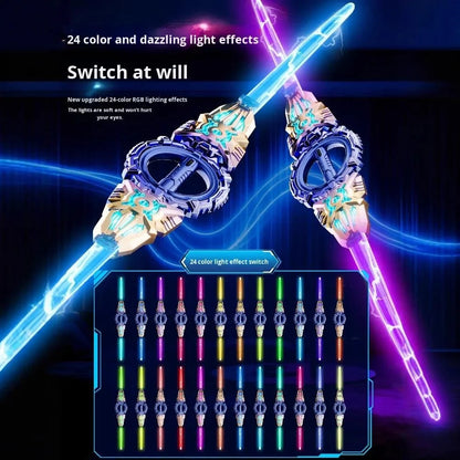 ⚔️🌈 24-Color Retractable LED Light Sword – Spinning Dual-Blade Fun for Cosplay & Parties ✨