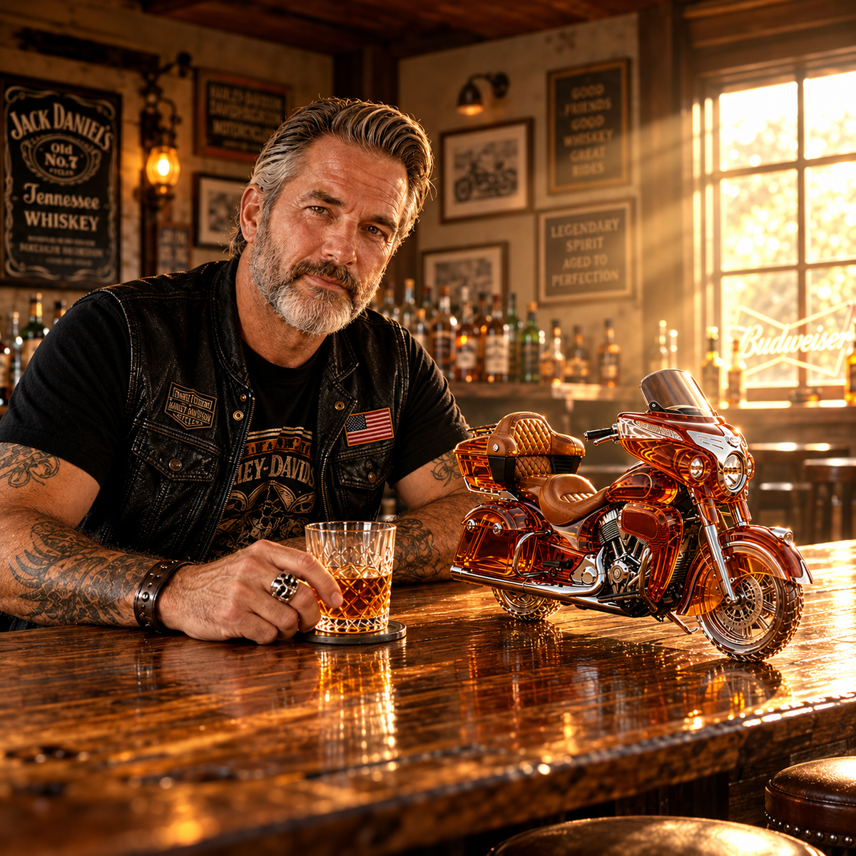 🏍️ The Open Road Never Leaves You – Motorcycle Whiskey Decanter 🥃