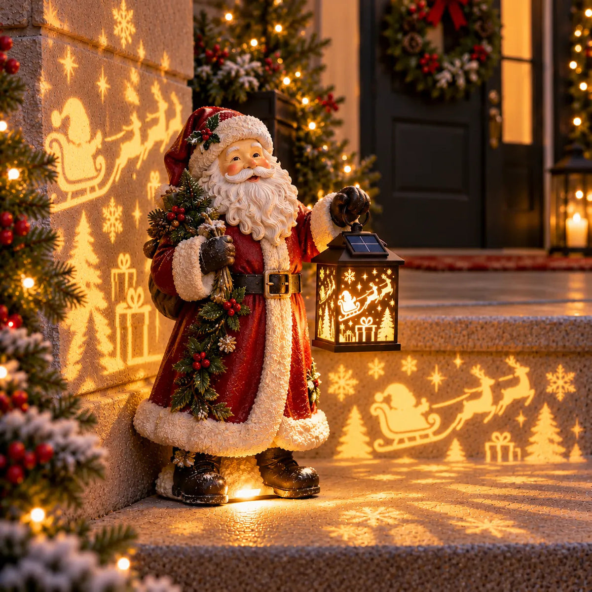 ⛄✨ Solar Christmas Step Light – Snowman Design with Holy Family Projection 🎄