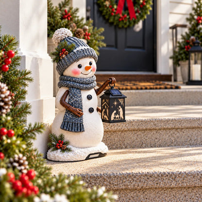 ⛄✨ Solar Christmas Step Light – Snowman Design with Holy Family Projection 🎄