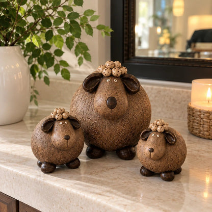 🔥Little Woolly Family™ – Whimsical Rustic Sheep Figurines, Set of 3