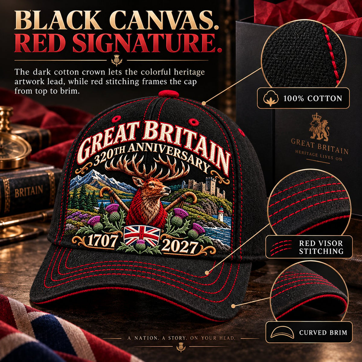 🔥LAST DAY 49% OFF - 👑🇬🇧 Great Britain 320th Anniversary Heritage Cap | 100% Cotton • Detailed Embroidery