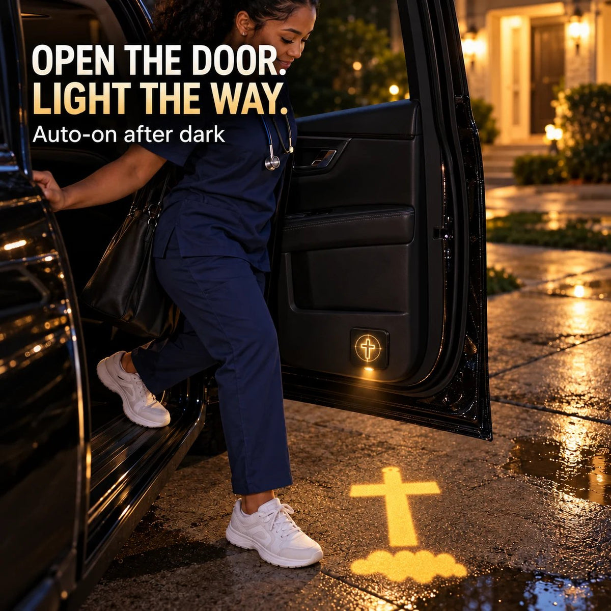 ✝️ Christian Car Door Projector Light – Golden Faith Projection | USB-C Rechargeable
