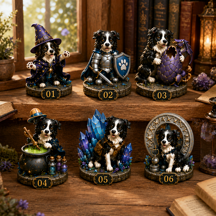 Border Collie wizard and knight fantasy characters