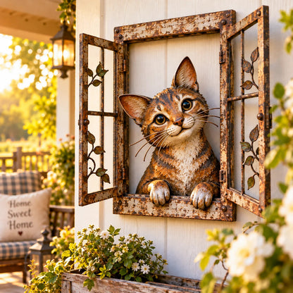 Rustic Peek-a-boo Animal Window - Handcrafted Iron Wall Art That Brings A Little Woodland Charm Home 🌿