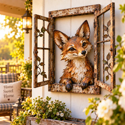 Rustic Peek-a-boo Animal Window - Handcrafted Iron Wall Art That Brings A Little Woodland Charm Home 🌿