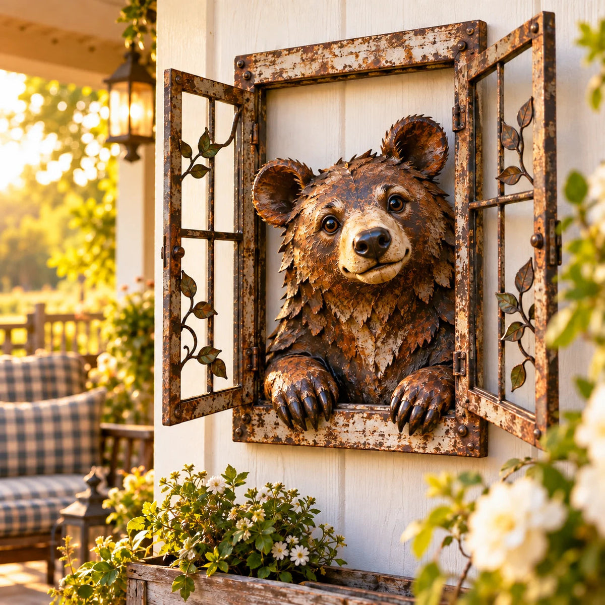 Rustic Peek-a-boo Animal Window - Handcrafted Iron Wall Art That Brings A Little Woodland Charm Home 🌿