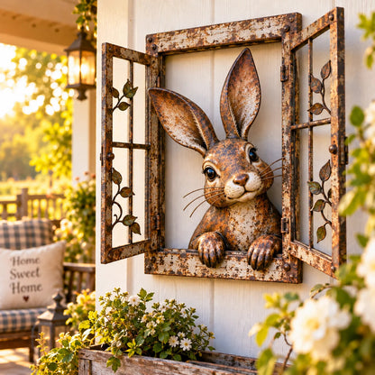 Rustic Peek-a-boo Animal Window - Handcrafted Iron Wall Art That Brings A Little Woodland Charm Home 🌿