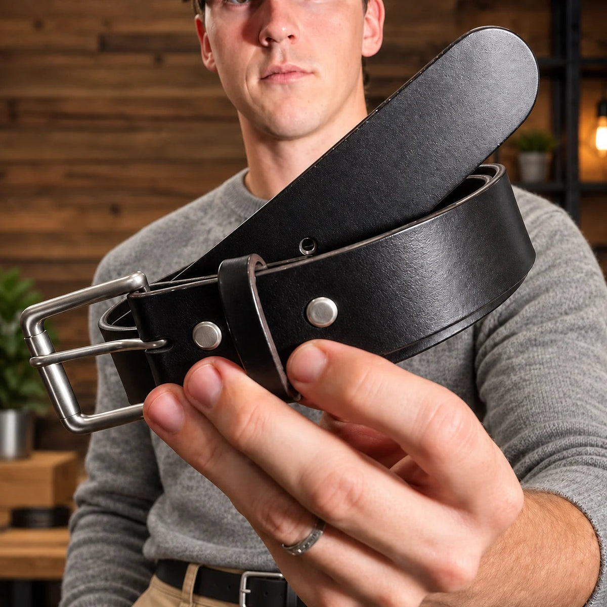 🔥 Handmade Full-Grain Buffalo Leather Belt – Built to Last