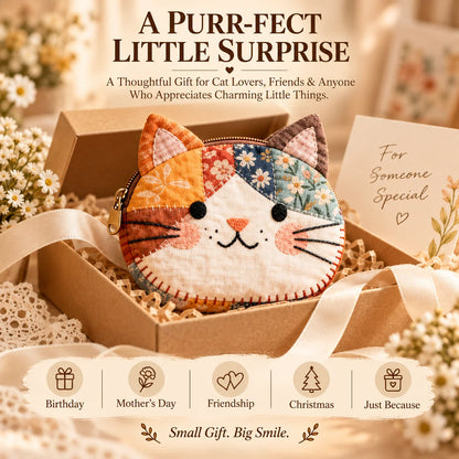 🐱🧵 Handmade Patchwork Cat Coin Purse – Small Change, Big Personality ✨