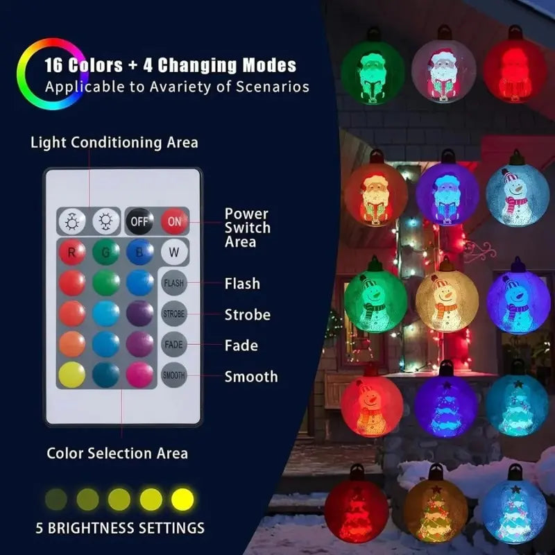 🎄✨ Glowing Christmas Ball LED Outdoor Decor – Festive Light-Up Ornaments in 4 Holiday Designs