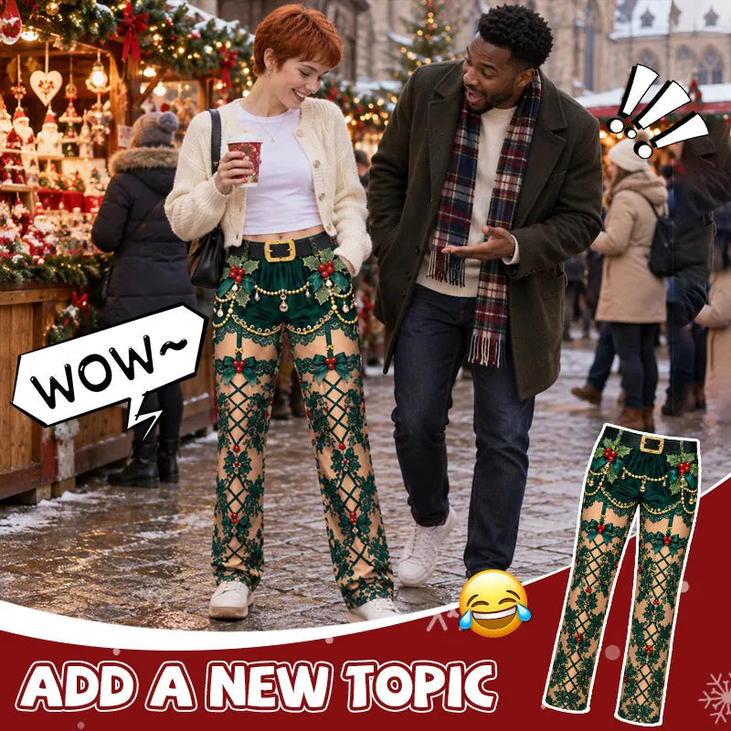 🎄 Funny Christmas Illusion Pants – Hilarious Holiday Party Outfit 😂