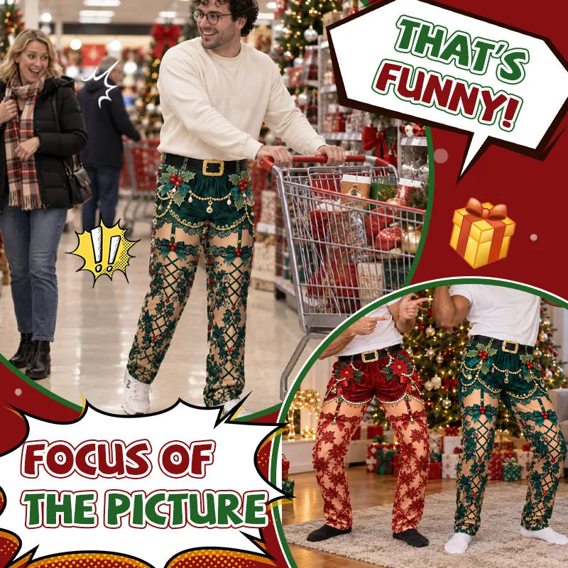 🎄 Funny Christmas Illusion Pants – Hilarious Holiday Party Outfit 😂