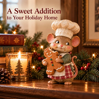 🐭🍪 Gingerbread Mouse Baker Figurine – Vintage-Style Christmas Kitchen Decor