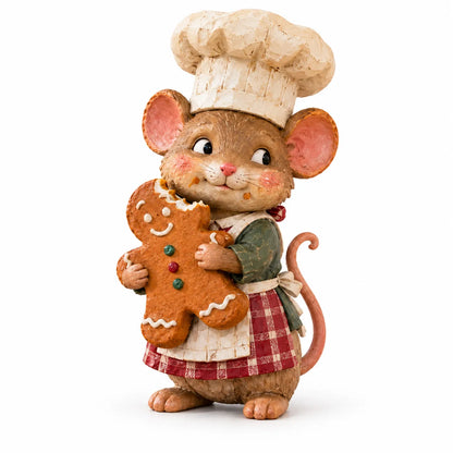 🐭🍪 Gingerbread Mouse Baker Figurine – Vintage-Style Christmas Kitchen Decor