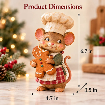 🐭🍪 Gingerbread Mouse Baker Figurine – Vintage-Style Christmas Kitchen Decor