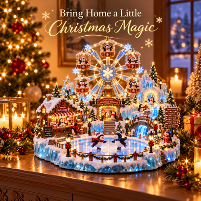 🔥Last Day 33% OFF -🎡 Penguin Christmas Funfair | Lighted Animated Christmas Village