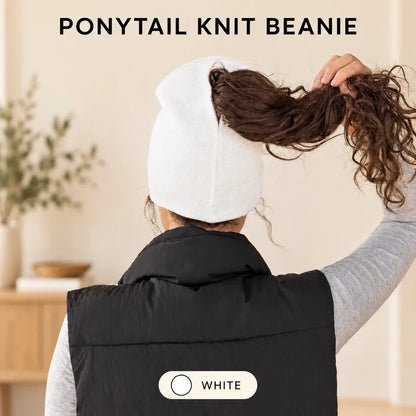 🧲🧶 Women's Magnetic Ponytail Beanie – 100% Acrylic Knit Winter Hat with Magnetic Hair Opening for Ponytails, Buns & Braids