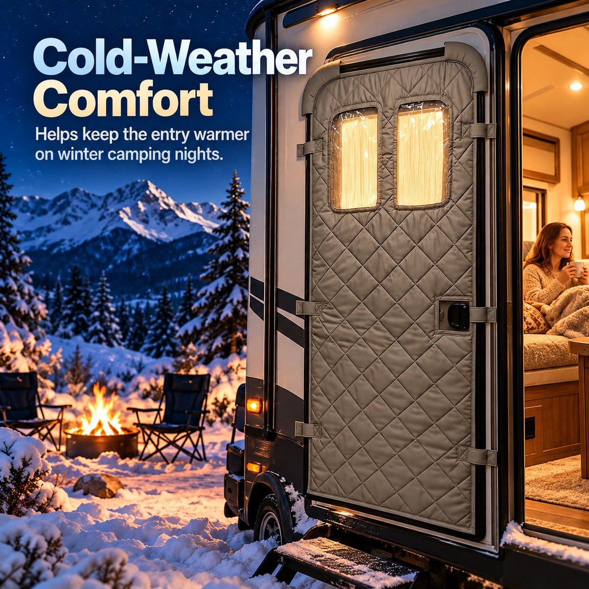 Camper Door Thermal Insulation Cover for RV Camping Life
