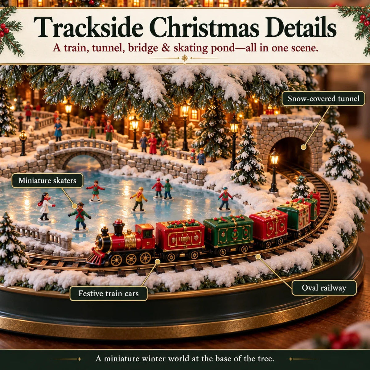 🔥 LAST DAY 33% OFF 🔥 🎄 Lighted Christmas Village Tree – Train, Carousel & Magical Holiday Glow ✨